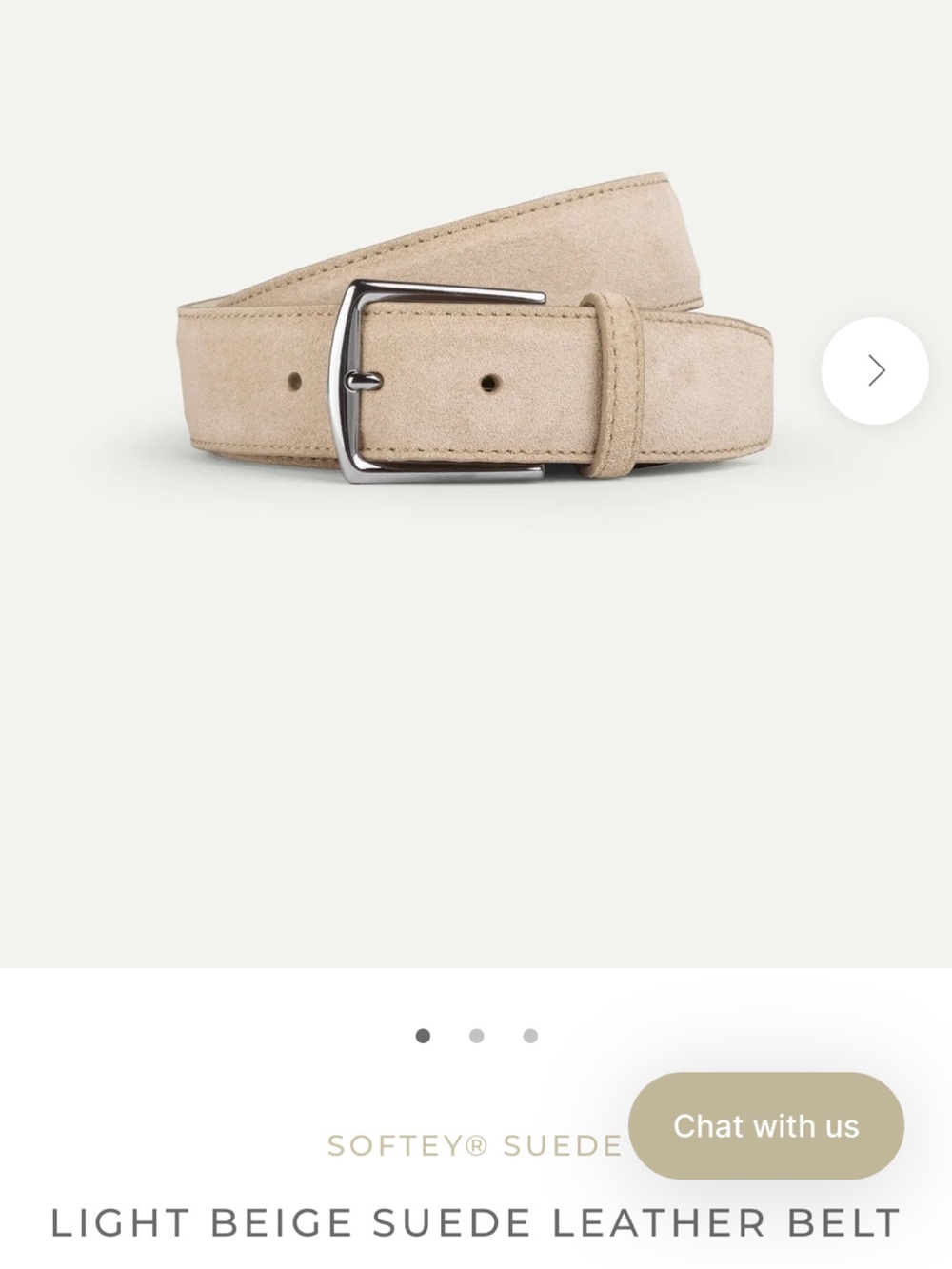Light Beige Suede Leather Belt for Men